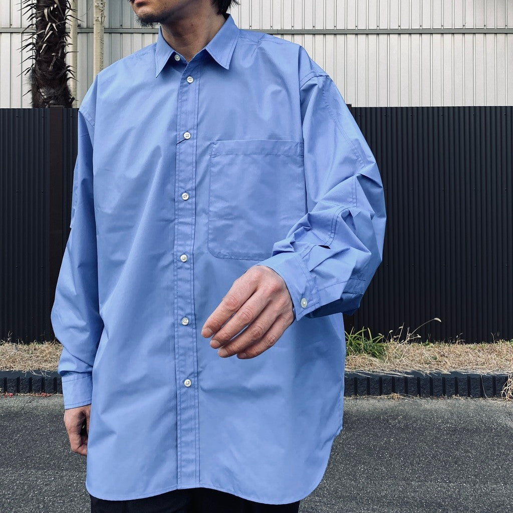 TECH REGULAR COLLAR SHIRT L/S SOLID #SAX [BE-81026] - cocorozashi