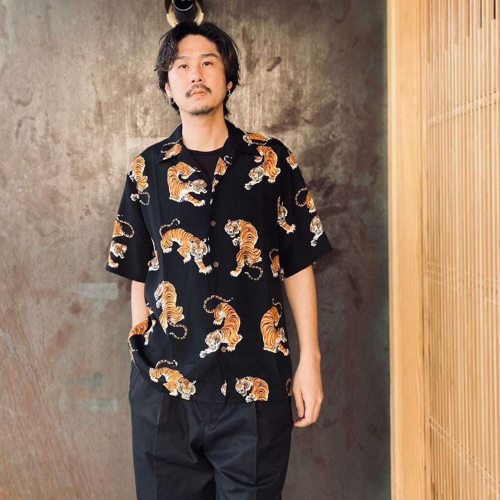 TIM LEHI | HAWAIIAN SHIRT S/S ( TYPE-3 ) #BLACK [26SSE-WMS-HI04]