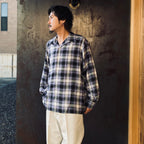 OMBRE CHECK OPEN COLLAR SHIRT L/S (TYPE-1) #PURPLE [25FW-WMS-OC05]