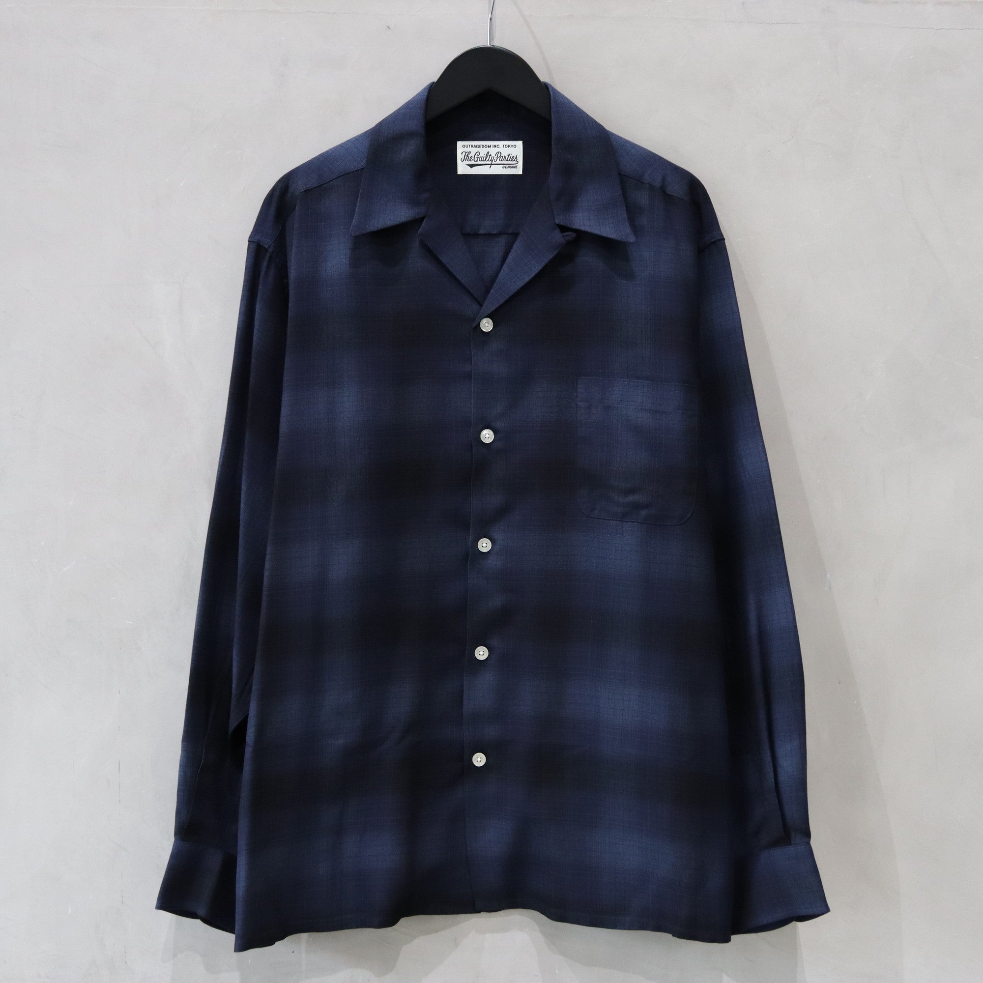 OMBRE CHECK OPEN COLLAR SHIRT L/S (TYPE-4) #BLUE [24FW-WMS-OC04]