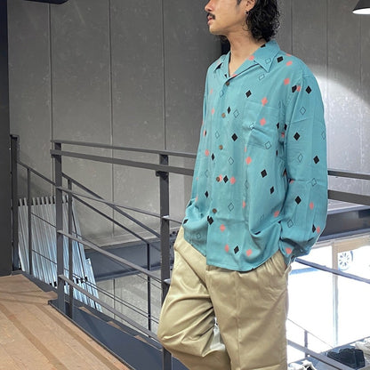 HAWAIIAN SHIRT L/S ( TYPE-3 ) #TURQUOISE [24FW-WMS-HI04]