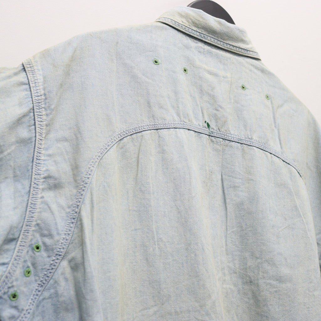 PAINT STAINED CHAMBRAY SHIRT, VENT HOLES #AGED INDIGO [BW252-PSCSV]