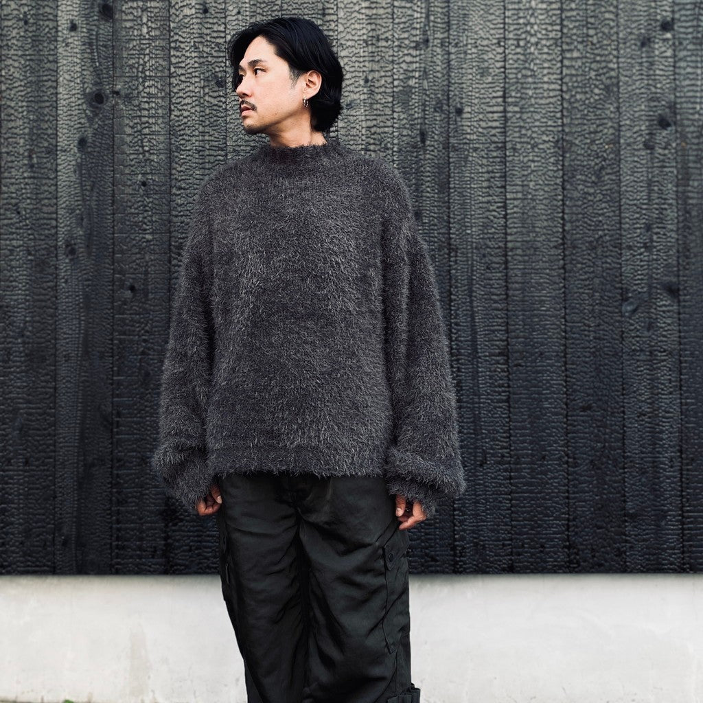 Classic Shaggy Knit Jumper (FUR KNIT) #CHARCOAL [M-P4-KW3]