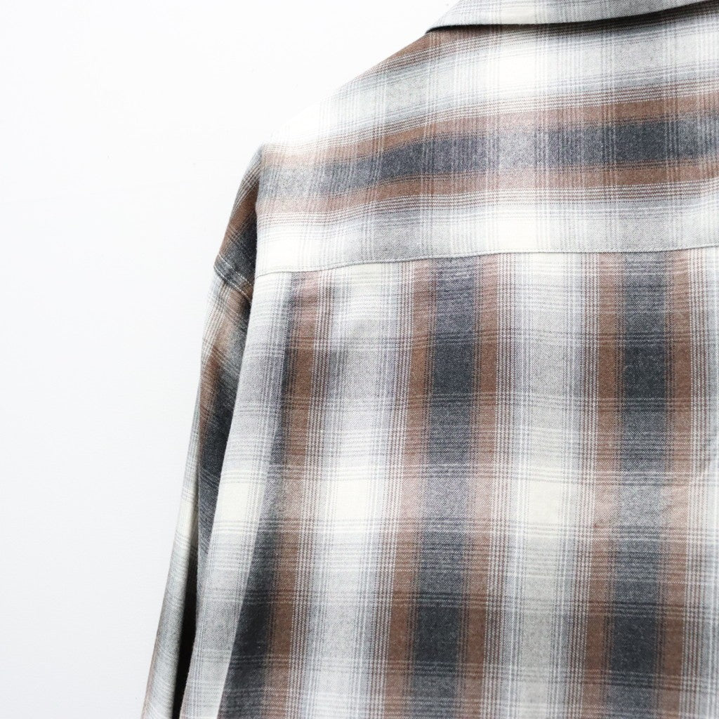 OMBRE CHECK OPEN COLLAR SHIRT L/S ( TYPE-2 ) #BROWN [26FWE-WMS-OC02]