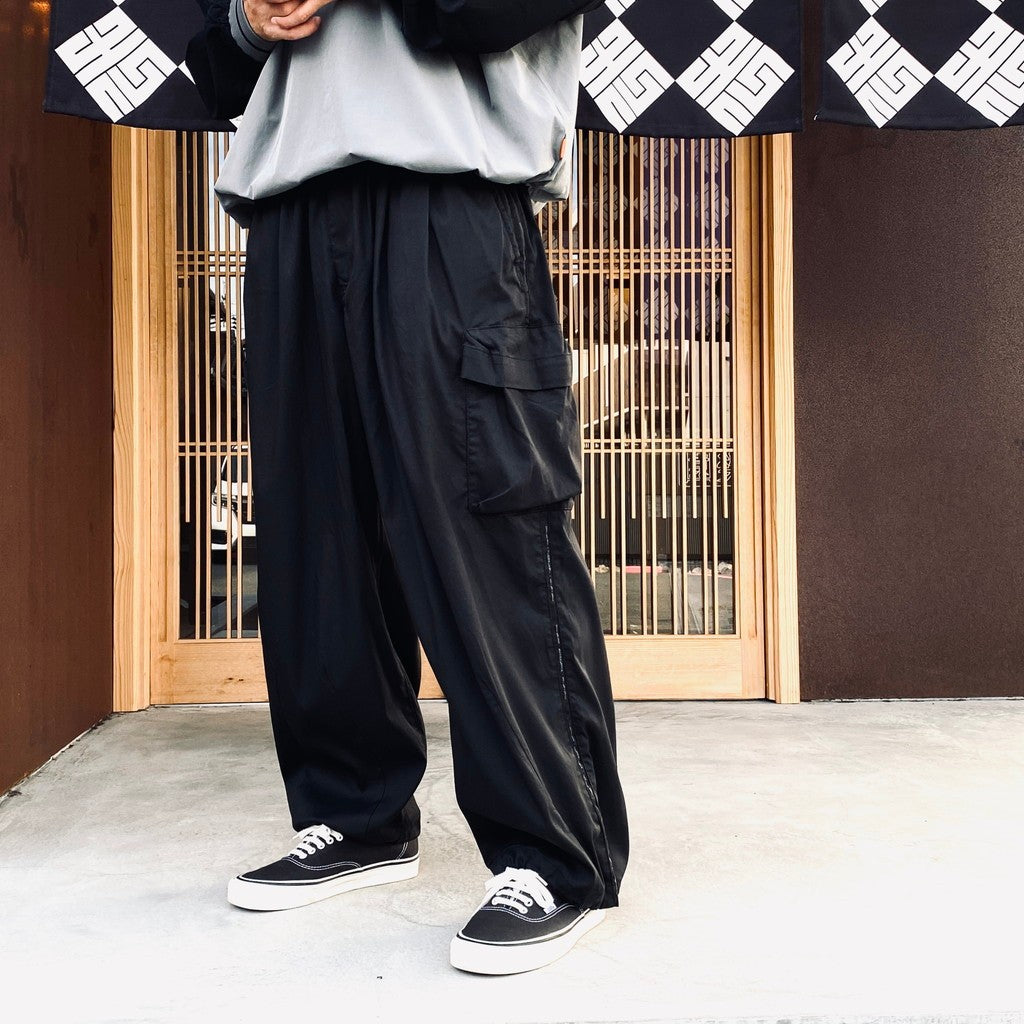STRIPE BAGGY CARGO PANTS #Black [SU26-B06]