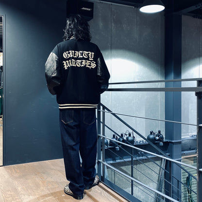 LEATHER VARSITY JACKET -B- -TYPE 2- #BLACK [23FW-WMO-BL07]