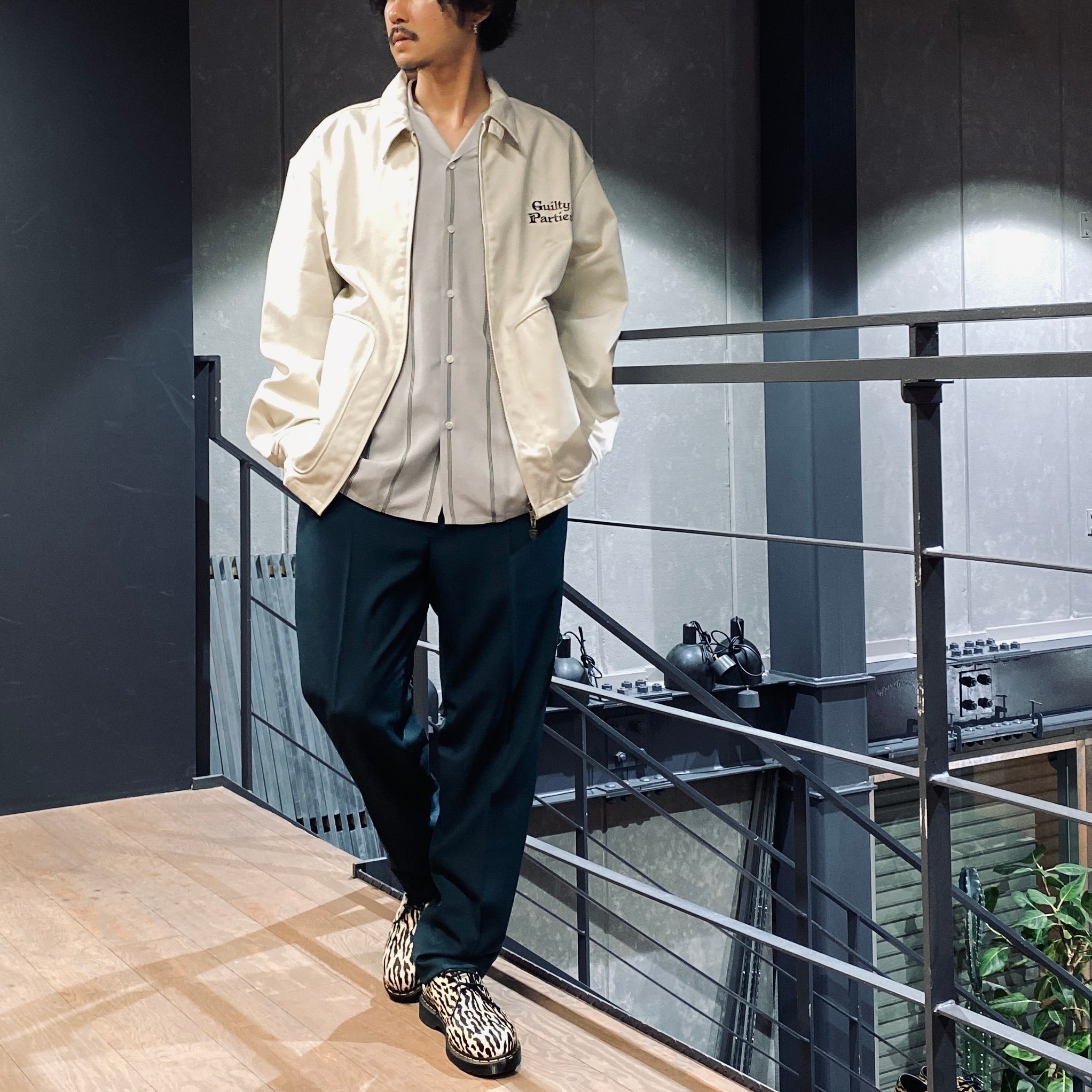 STRIPED OPEN COLLAR SHIRT L/S -TYPE 2- #GRAY [23FW-WMS-OC06]