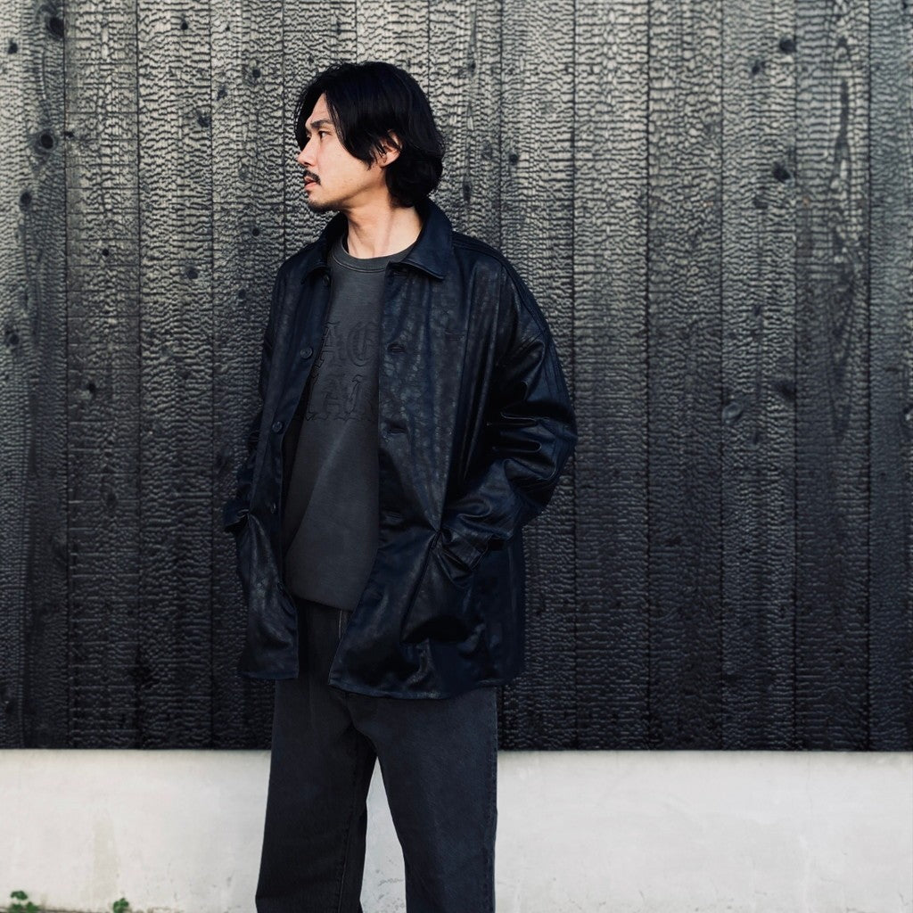 PLEATHER COAT #BLACK [LC8119]