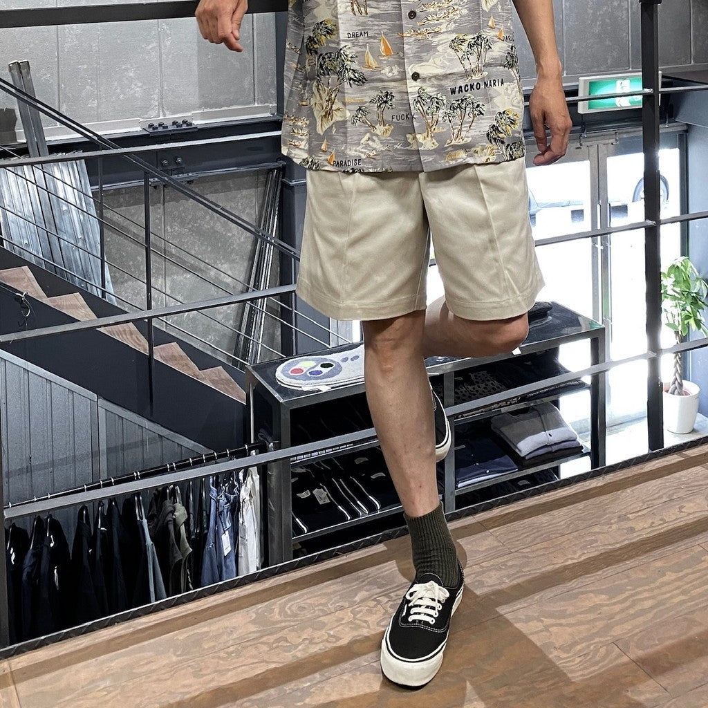 雙褶斜紋棉布短褲 #白色 [24SS-WMP-PT12]