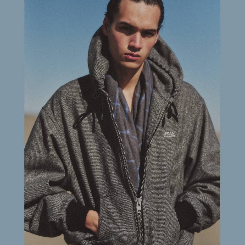 Tweed Hooded Active Jacket #Grey [SD26F-JK02]