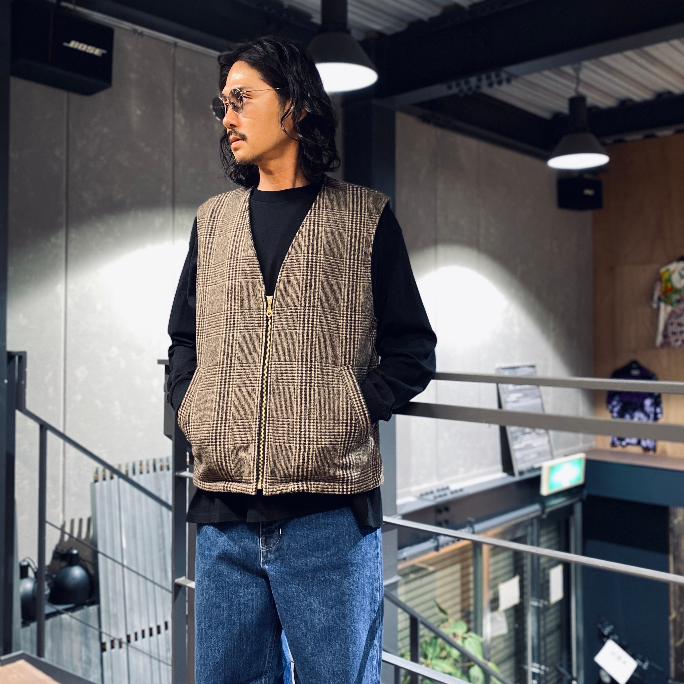 CHECK WOOL VEST #BLACK [SC2320-JK08]