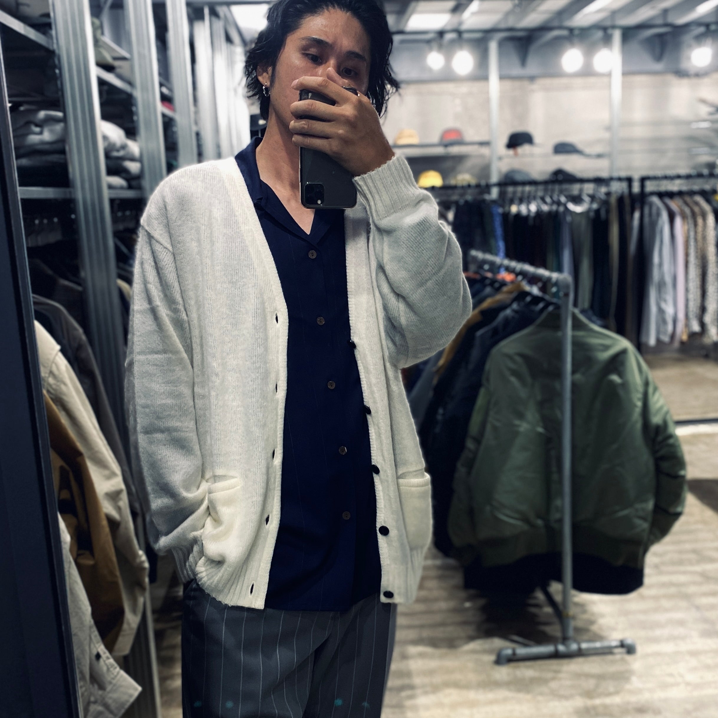 KASURI OPEN COLLAR SHIRT L/S #NAVY [23FW-WMS-OC07] - cocorozashi