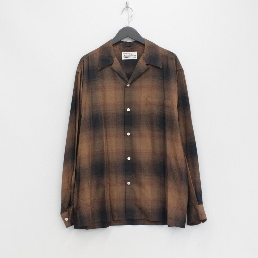 OMBRE CHECK OPEN COLLAR SHIRT L/S #BROWN [23FWE-WMS-OC01]