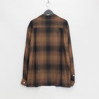 OMBRE CHECK OPEN COLLAR SHIRT L/S #BROWN [23FWE-WMS-OC01]