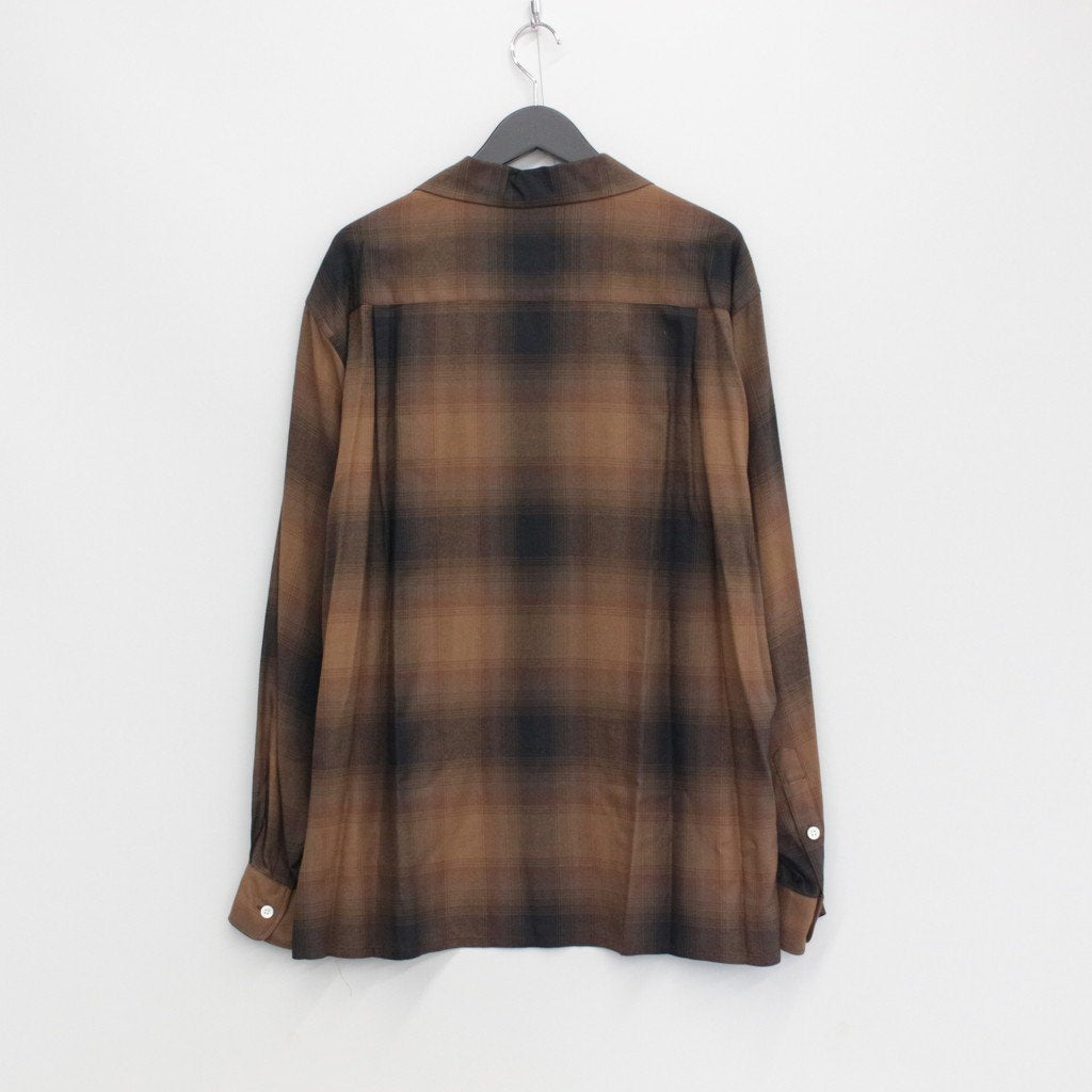 OMBRE CHECK OPEN COLLAR SHIRT L/S #BROWN [23FWE-WMS-OC01]