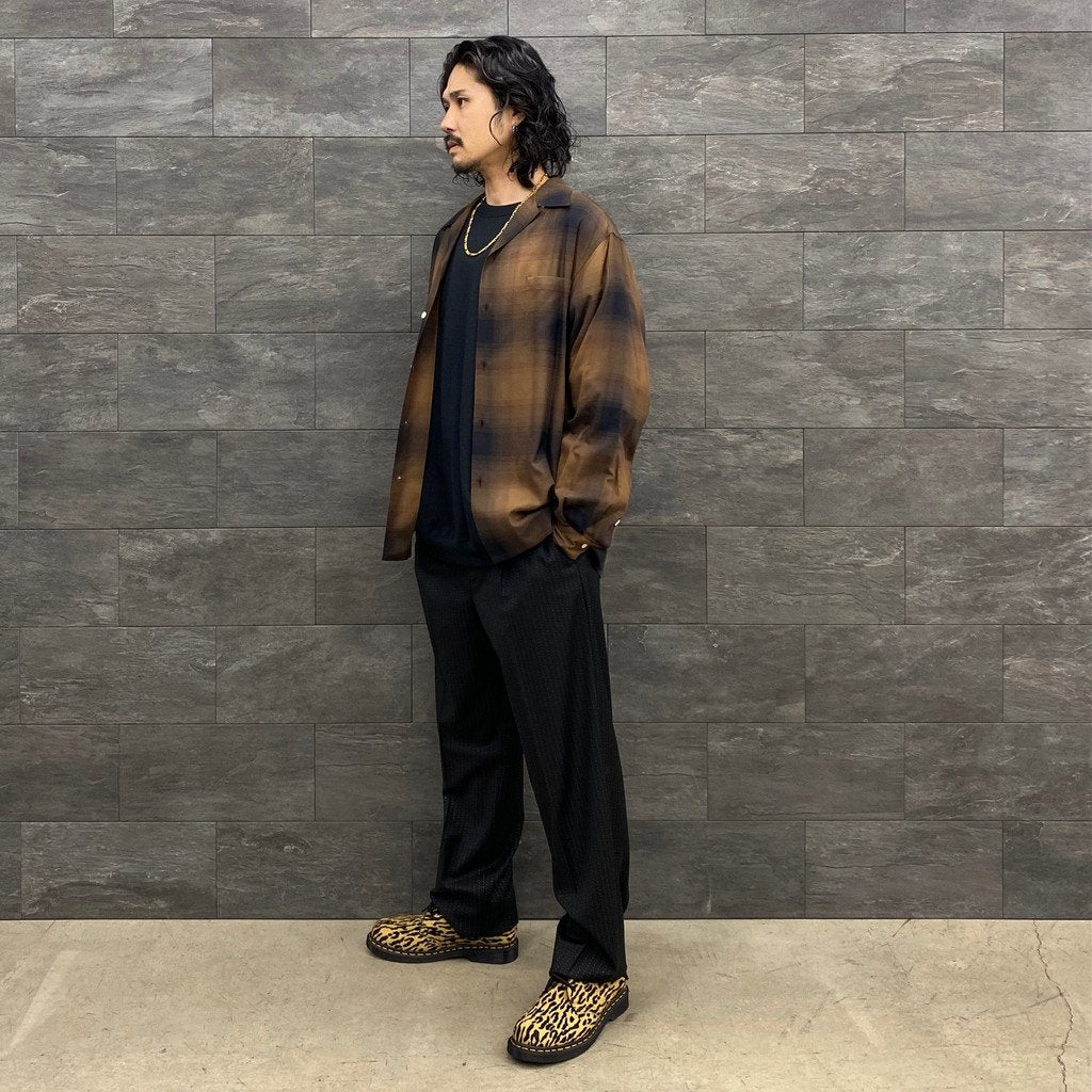 OMBRE CHECK OPEN COLLAR SHIRT L/S #BROWN [23FWE-WMS-OC01]