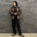 OMBRE CHECK OPEN COLLAR SHIRT L/S #BROWN [23FWE-WMS-OC01]