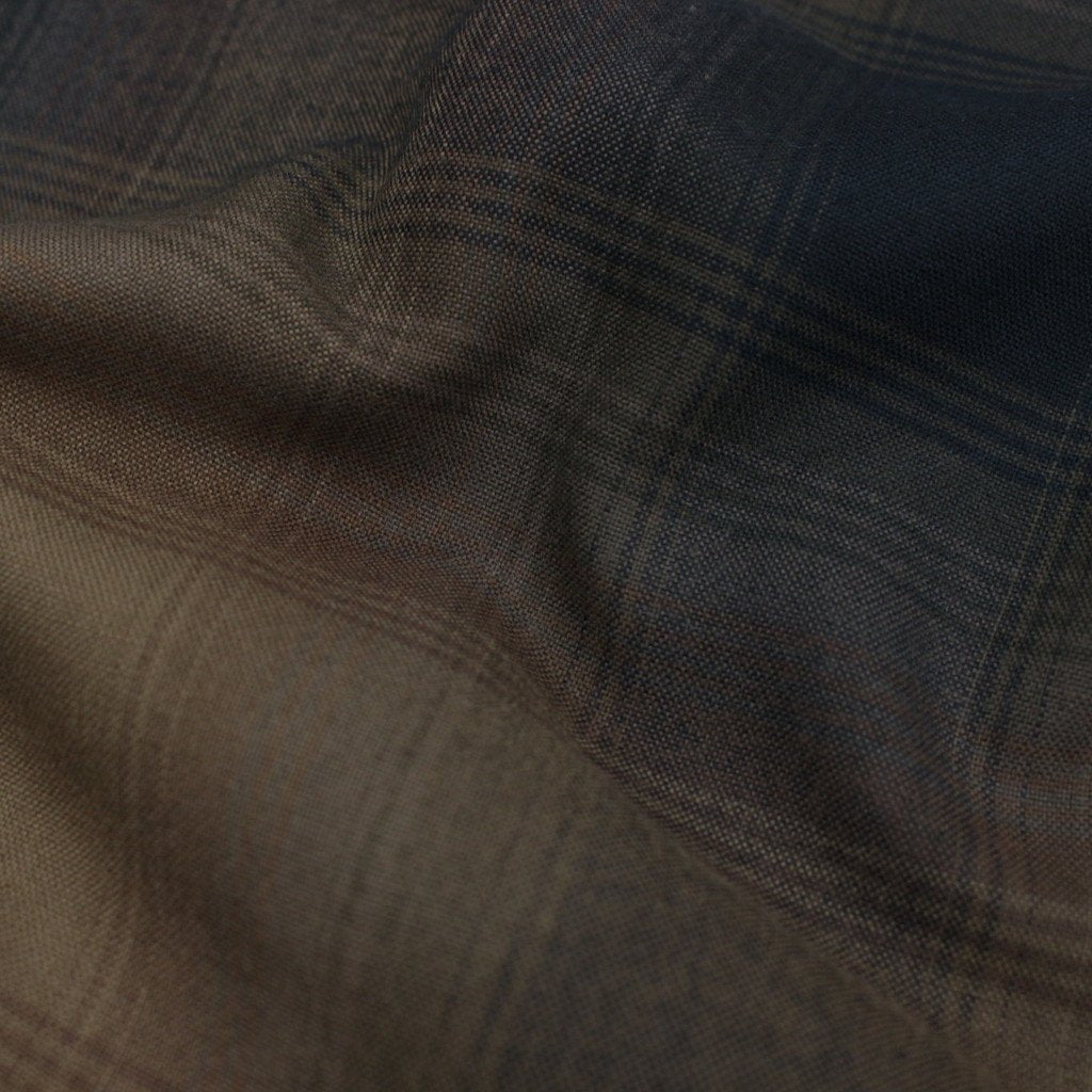 OMBRE CHECK OPEN COLLAR SHIRT L/S #BROWN [23FWE-WMS-OC01]