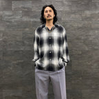 OMBRE CHECK OPEN COLLAR SHIRT L/S #WHITE [23FWE-WMS-OC01]