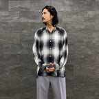 OMBRE CHECK OPEN COLLAR SHIRT L/S #WHITE [23FWE-WMS-OC01]