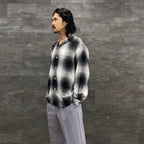 OMBRE CHECK OPEN COLLAR SHIRT L/S #WHITE [23FWE-WMS-OC01]