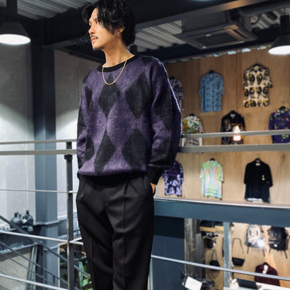 DIAMOND MOHAIR CREW NECK SWEATER #PURPLE [23FW-WMK-KN18]