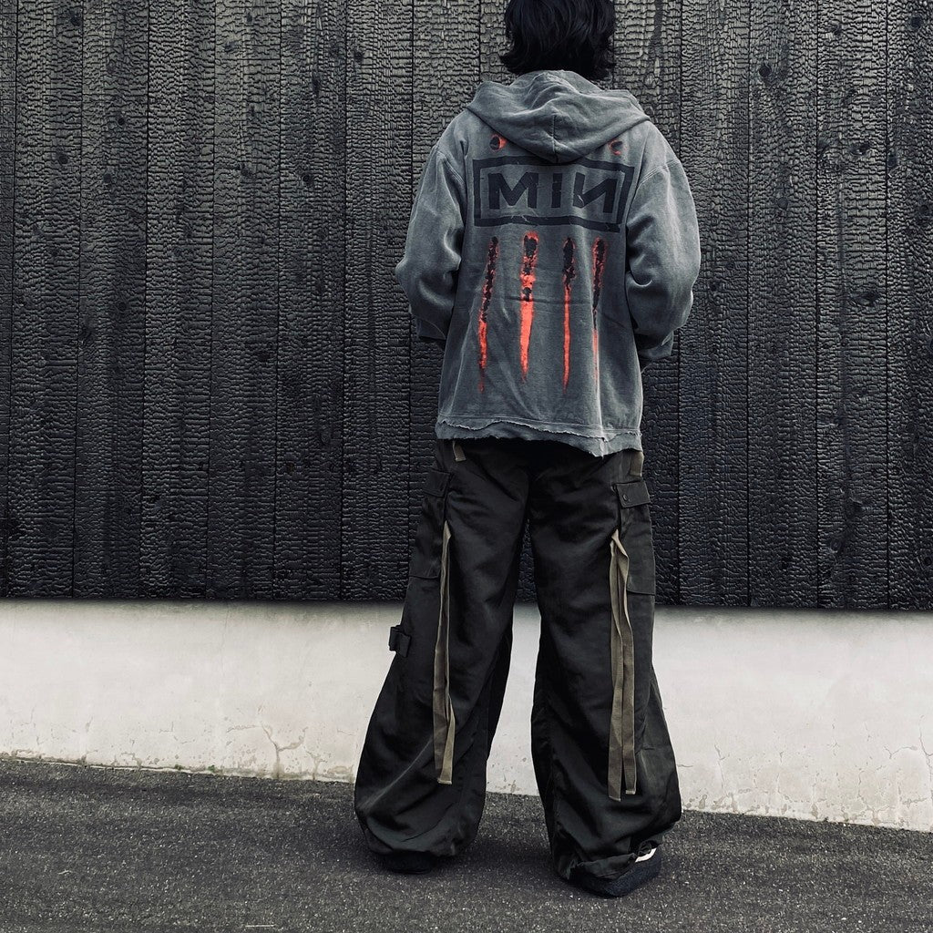 Bootleg Zip Up Hoodie With Damaged (ERROR S) #AGEDBLACK [M-P4-BG8]