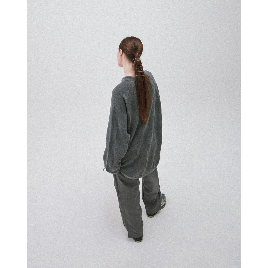 AES | “GAT-01K”棋盤格針織Polo衫 #灰色 [GOOPI-24AW-SEP-03]