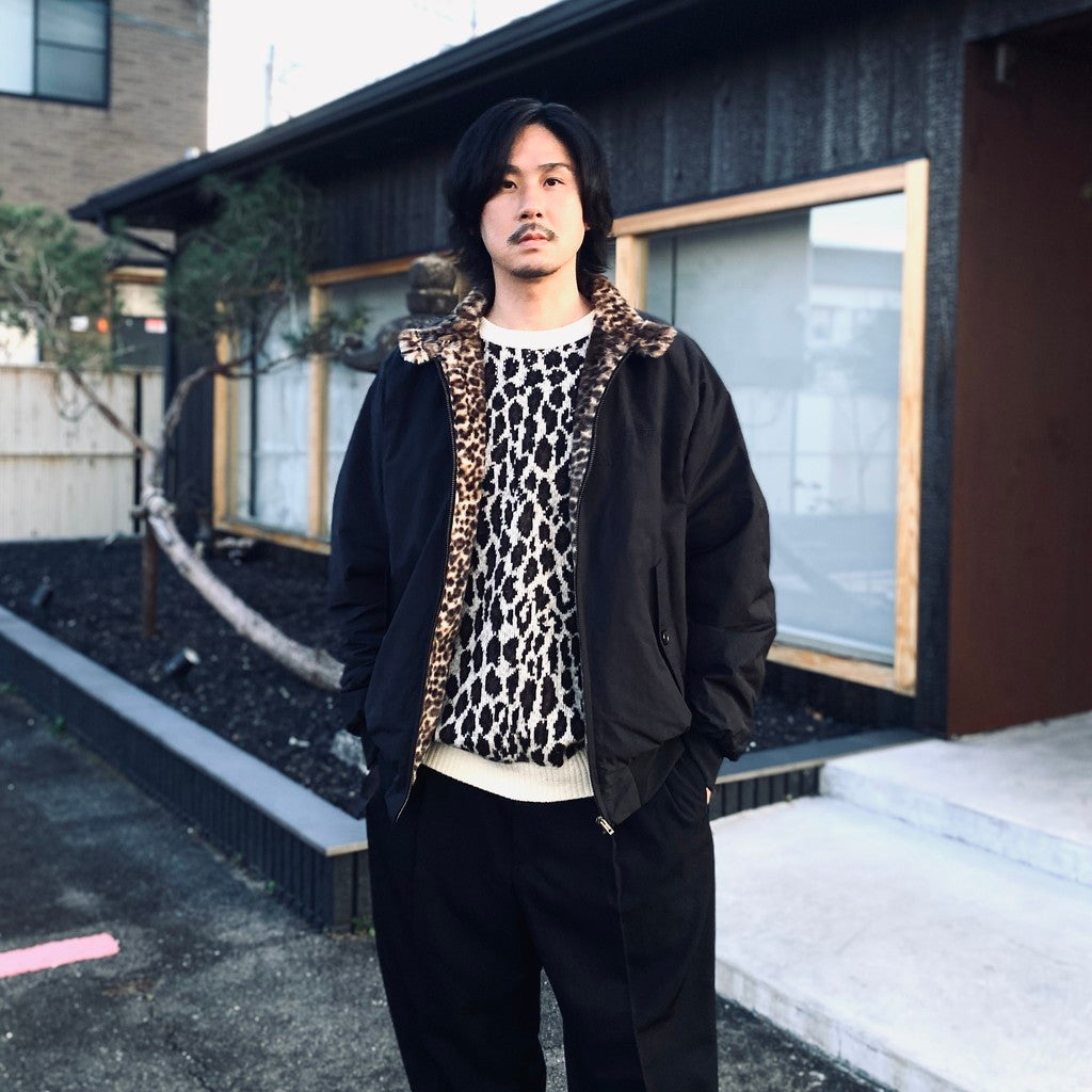LEOPARD MOHAIR JACQUARD CREW NECK SWEATER #WHITE [26FW-WMK-KN16]