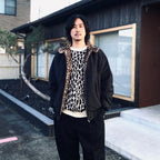 LEOPARD MOHAIR JACQUARD CREW NECK SWEATER #WHITE [26FW-WMK-KN16]