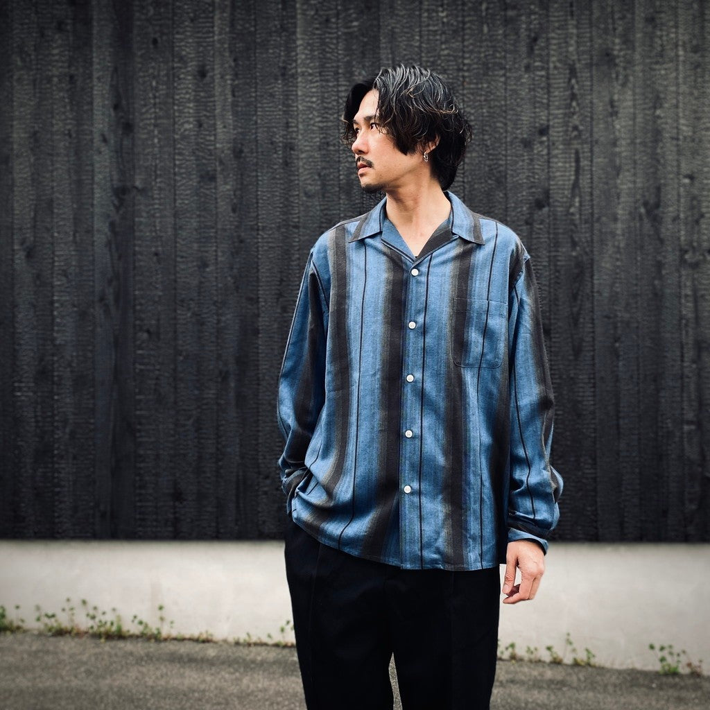 トップス OMBRE STRIPED OPEN COLLAR SHIRT L/S OMBRE STRIPED OPEN COLLAR SHIRT L/S #BLUE [26SS-WMS-OC13