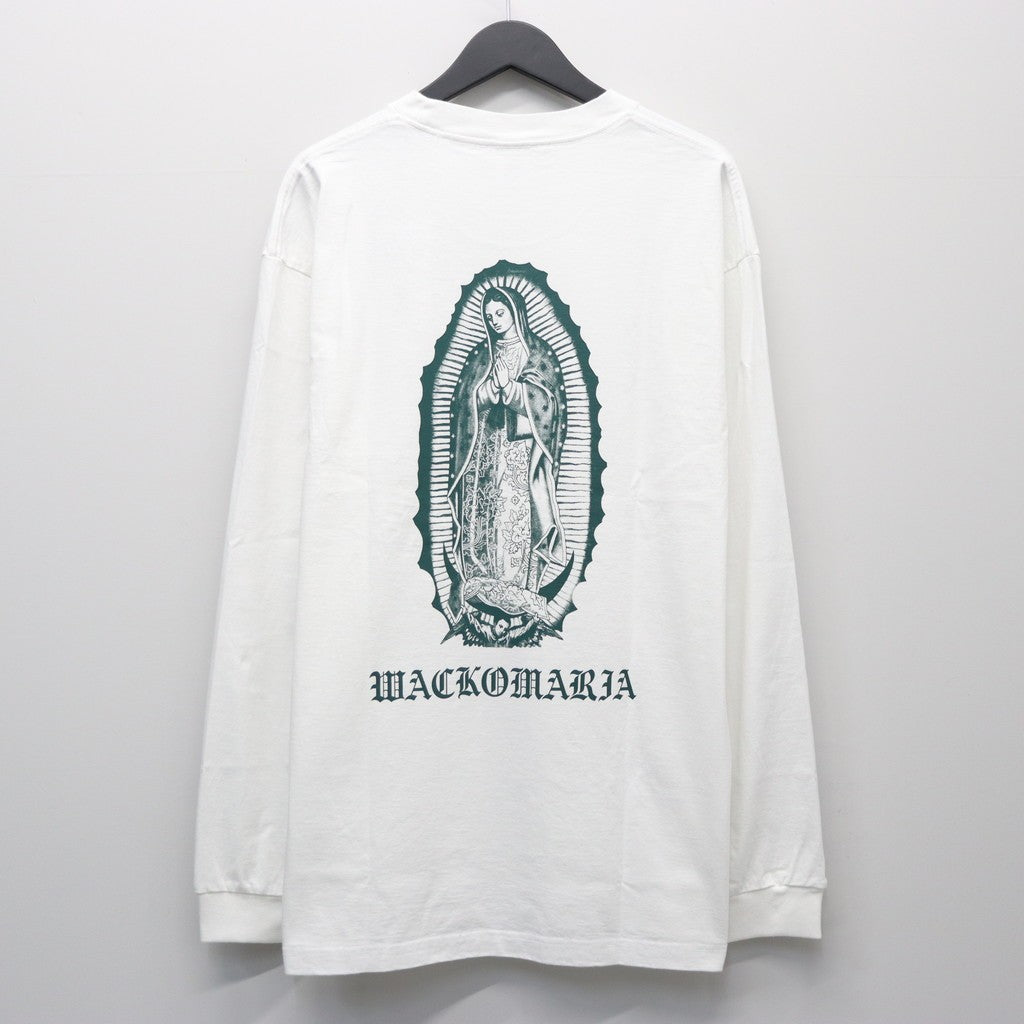 WASHED HEAVY WEIGHT CREW NECK LONG SLEEVE T-SHIRT ( TYPE-2 ) #WHITE/GREEN [26SSE-WMT-LT05]