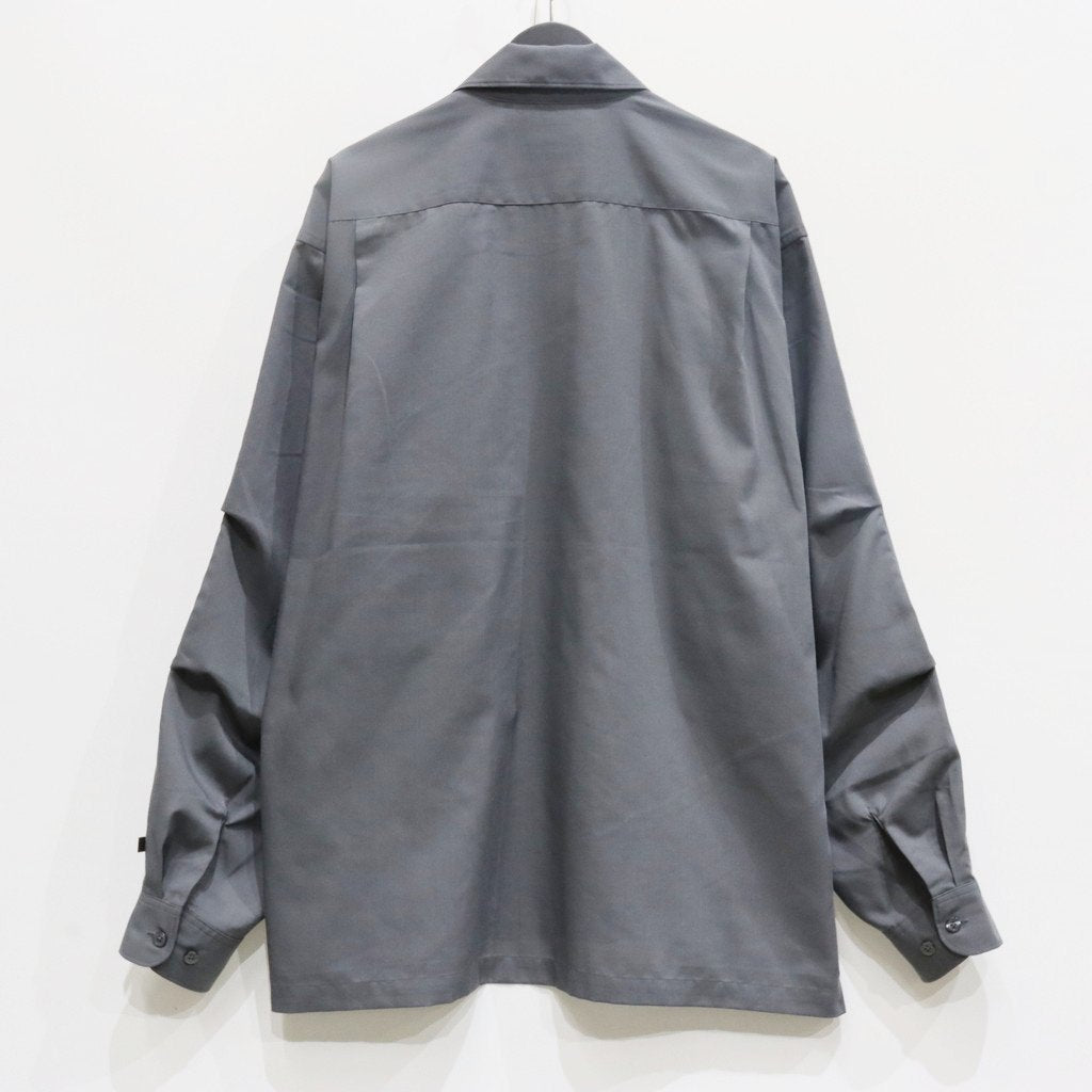 TECH SPORTS OPEN COLLAR SHIRT L/S #CHARCOAL [BE-82025]