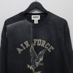 美國空軍鷹圖案長袖T卹（做舊款）#做舊黑色 [BW252-UAL]