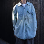 PAINT STAINED CHAMBRAY SHIRT, VENT HOLES #AGED INDIGO [BW252-PSCSV]