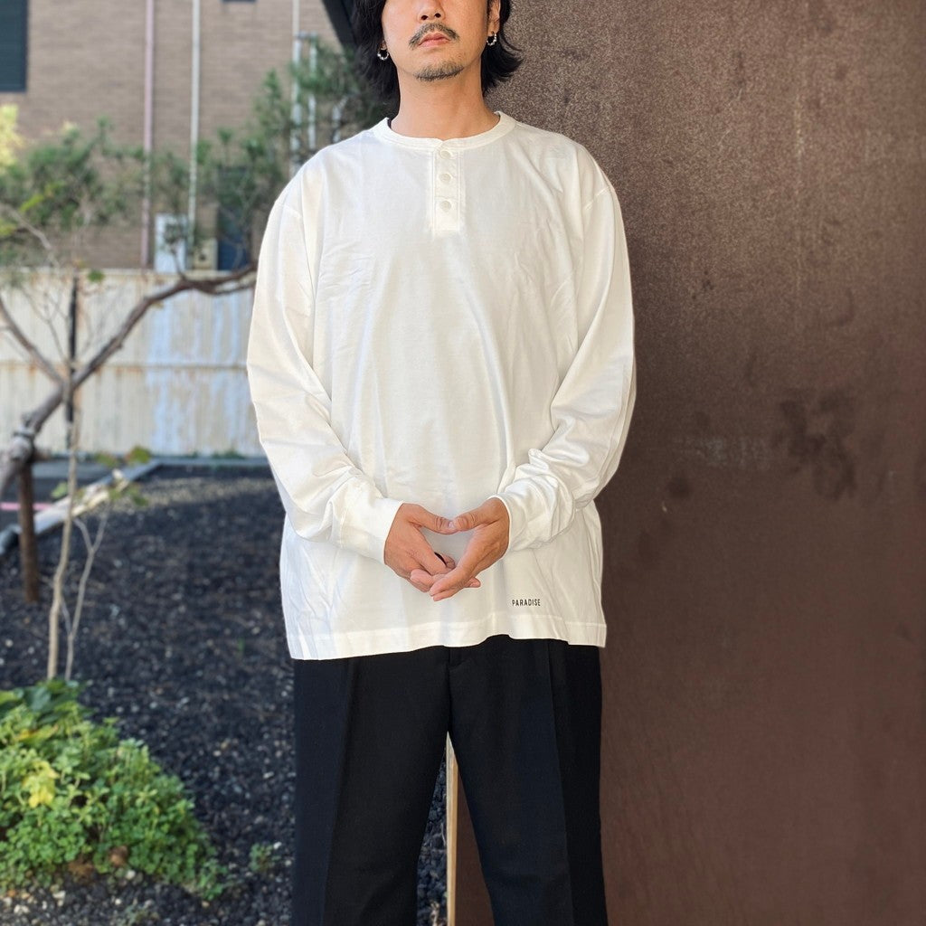 HEALTHKNIT | HENRY NECK LONG SLEEVE T-SHIRT #WHITE [26FW-WMT-HK01]