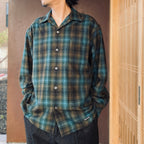 PENDLETON | WOOL OMBRE CHECK OPEN COLLAR SHIRT L/S ( TYPE-1 ) #BROWN / BLUE [26FW-WMS-PE01]