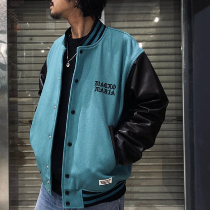 LEATHER VARSITY JACKET -B- -TYPE 2- #EMERALD [24SS-WMO-BL10]