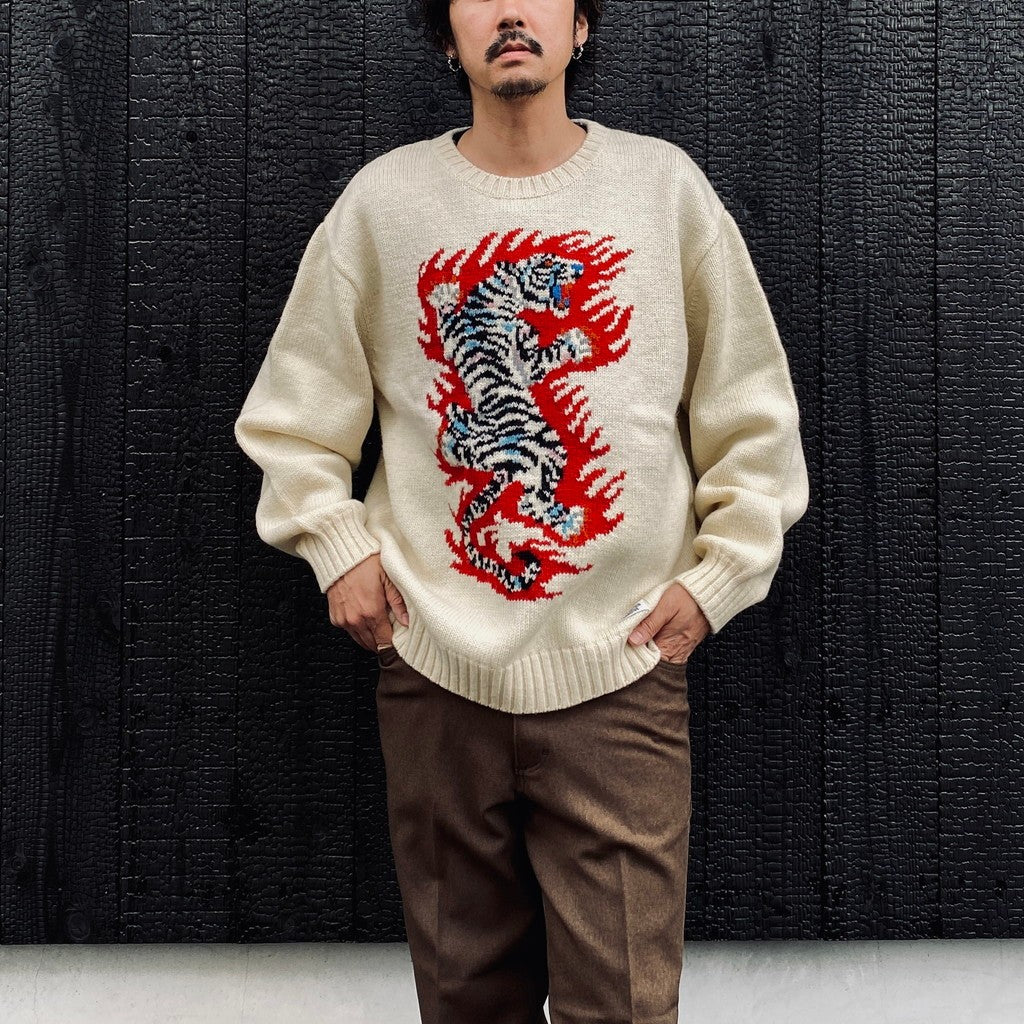 TIM LEHI | INTARSIA CREW NECK SWEATER #WHITE [22FW-WMK-KN22]