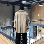 條紋開領長袖襯衫 #灰色 [24FWE-WMS-OC01]