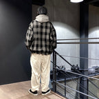 PLAID FLANNEL SWING TOP #BLACK [FW23-JK10]