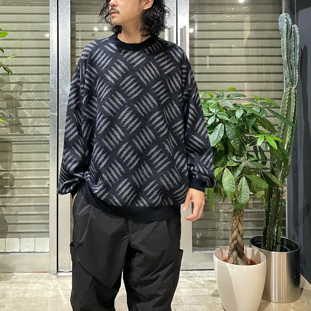 格纹马海毛毛衣#黑色 [FW24-KN01]