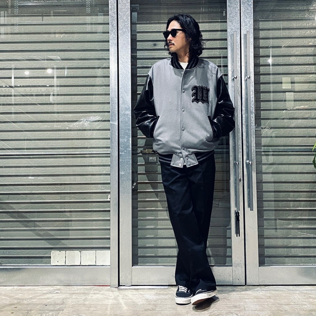 LEATHER VARSITY JACKET -B- (TYPE-2) #GRAY [24FW-WMO-BL16]