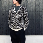 LEOPARD MOHAIR JACQUARD CARDIGAN #WHITE [26FW-WMK-KN17]