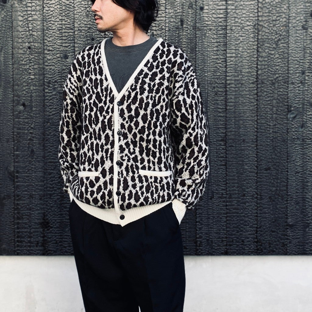 LEOPARD MOHAIR JACQUARD CARDIGAN #WHITE [26FW-WMK-KN17]