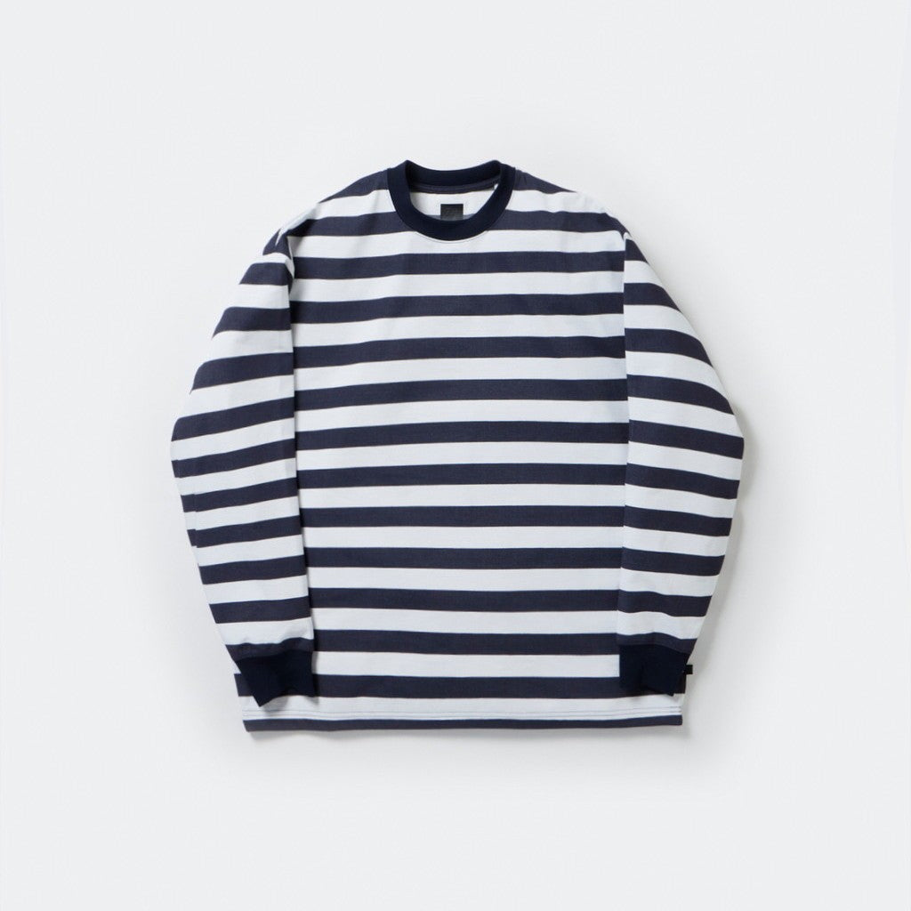 TECH DRAWSTRING BORDER L/S TEE #WHITE/NAVY [BE-33024]