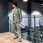 DOUBLE PLEATED TROUSERS #GRAYGREEN [23FW-WMP-TR09]