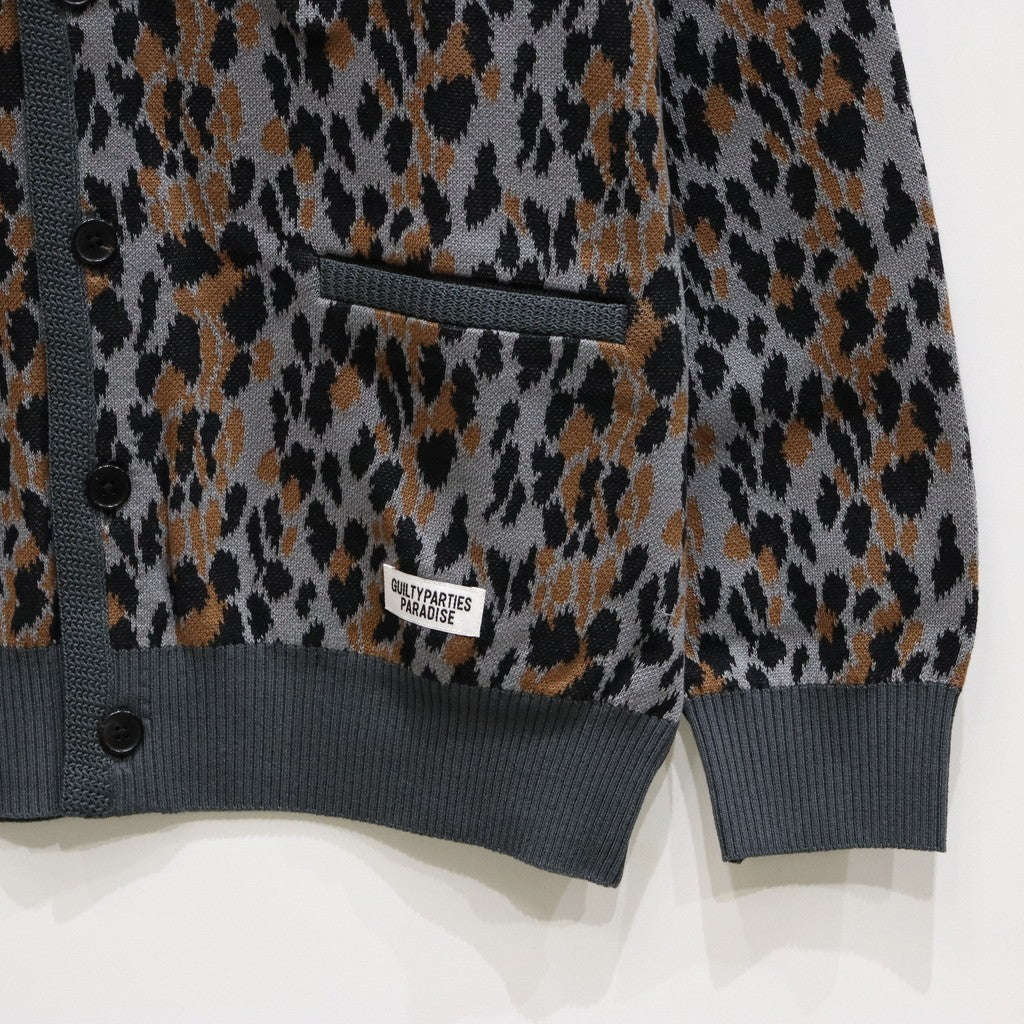 LEOPARD JACQUARD KNIT CARDIGAN #GRAY [25SSE-WMK-KN06]