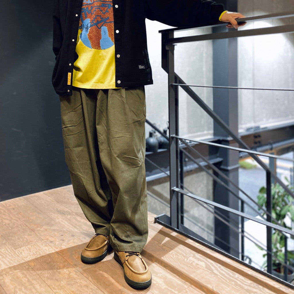 HERRINGBONE BALLOON PANTS II #OLIVE [FW23-B07]