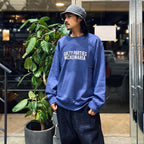 HEAVY WEIGHT CREW NECK SWEAT SHIRT #NAVY [23FWE-WMC-SS04]